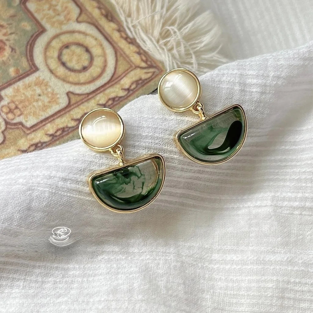 14K Plated Alloy Geometric Round Stud Earrings Fairy Style Vintage Jewelry
