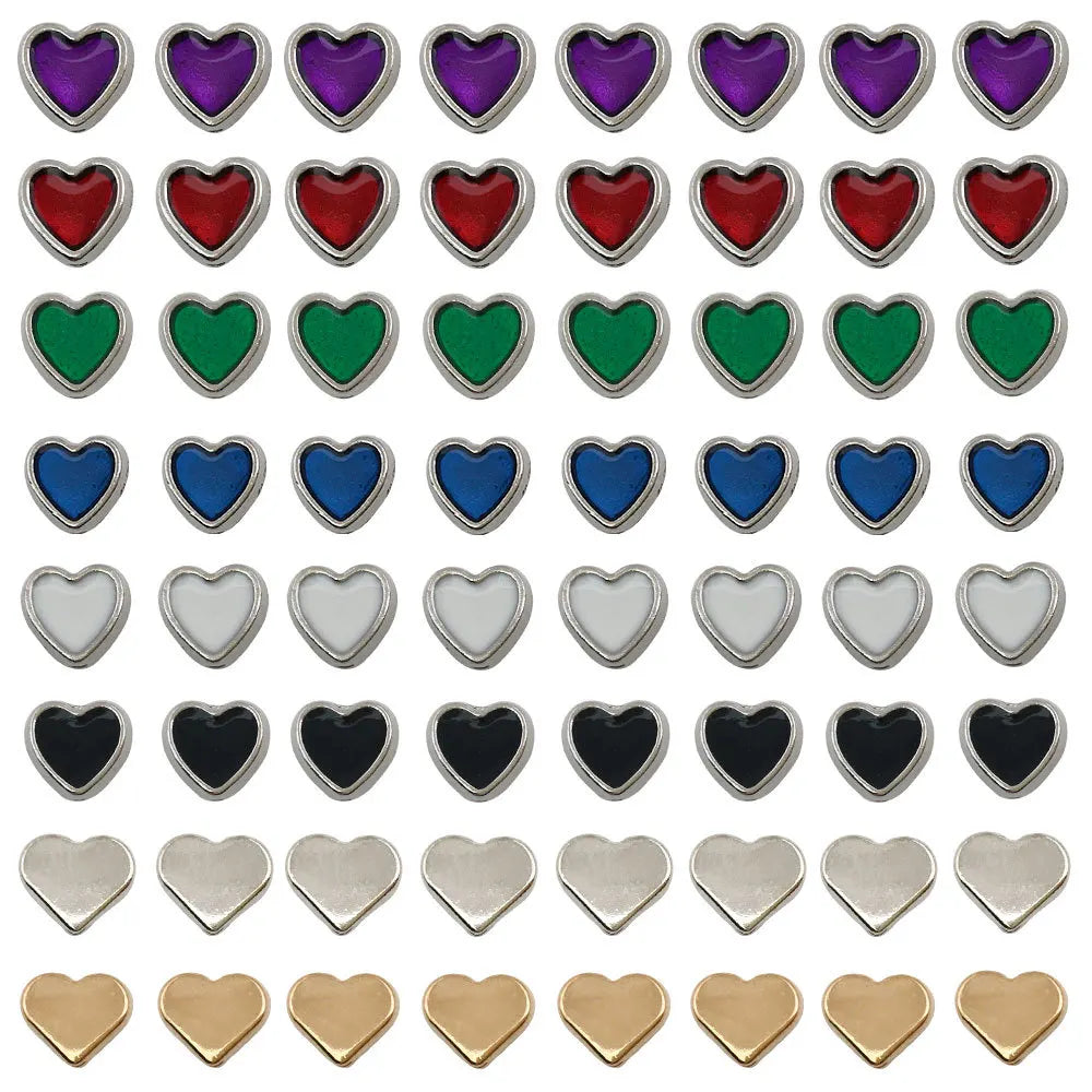 Gold Enamel Zinc Alloy Heart Spacer Beads 8mm Flat Beads for DIY Bracelet Jewelry