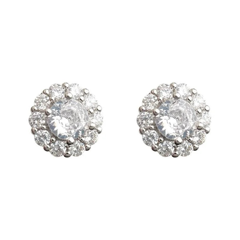 Mini Minimalist Micro Pave Zircon Round Geometric Stud Earrings For Women