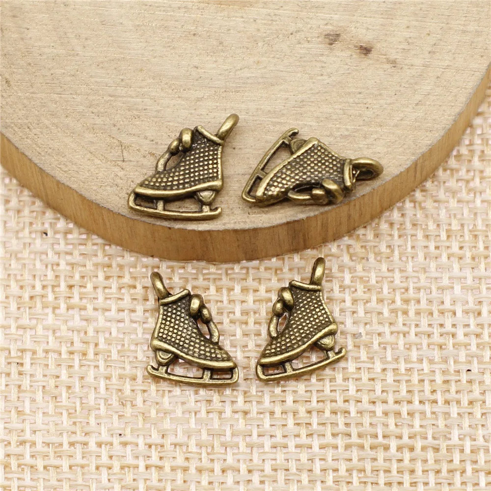 12x10mm 0.7g Multicolor Zinc Alloy Ice Skate Charm Pendant for DIY Sports Jewelry Making