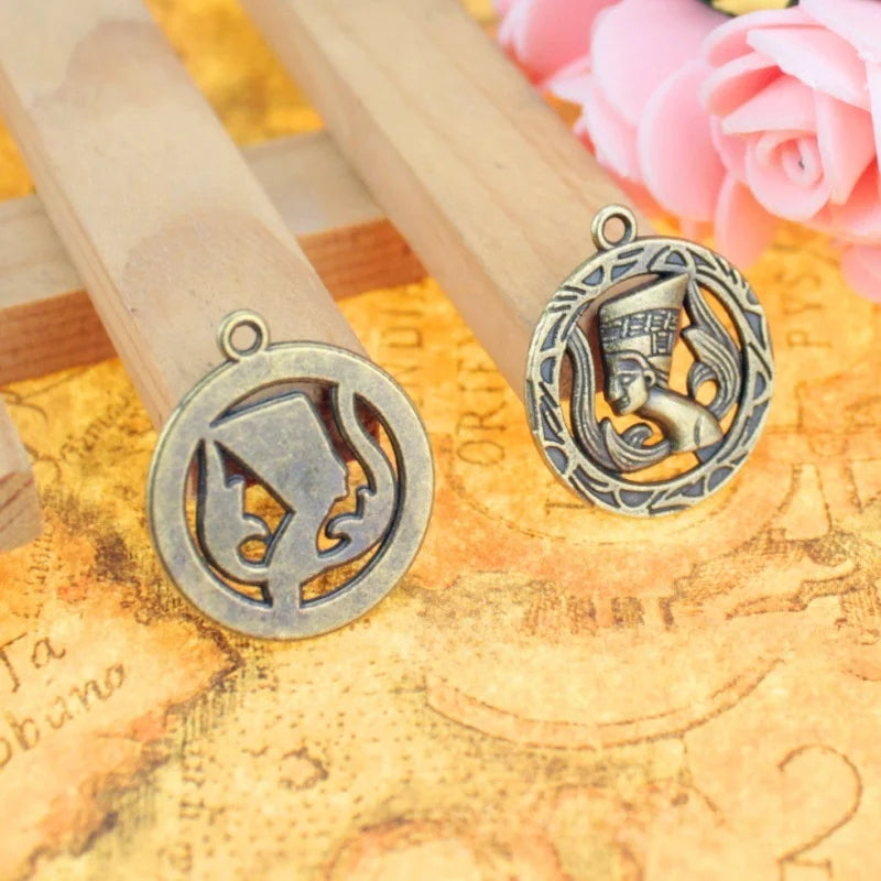 22MM Antique Silver Zinc Alloy Pharaoh Charm Pendant for DIY Necklace Bracelet Jewelry Making