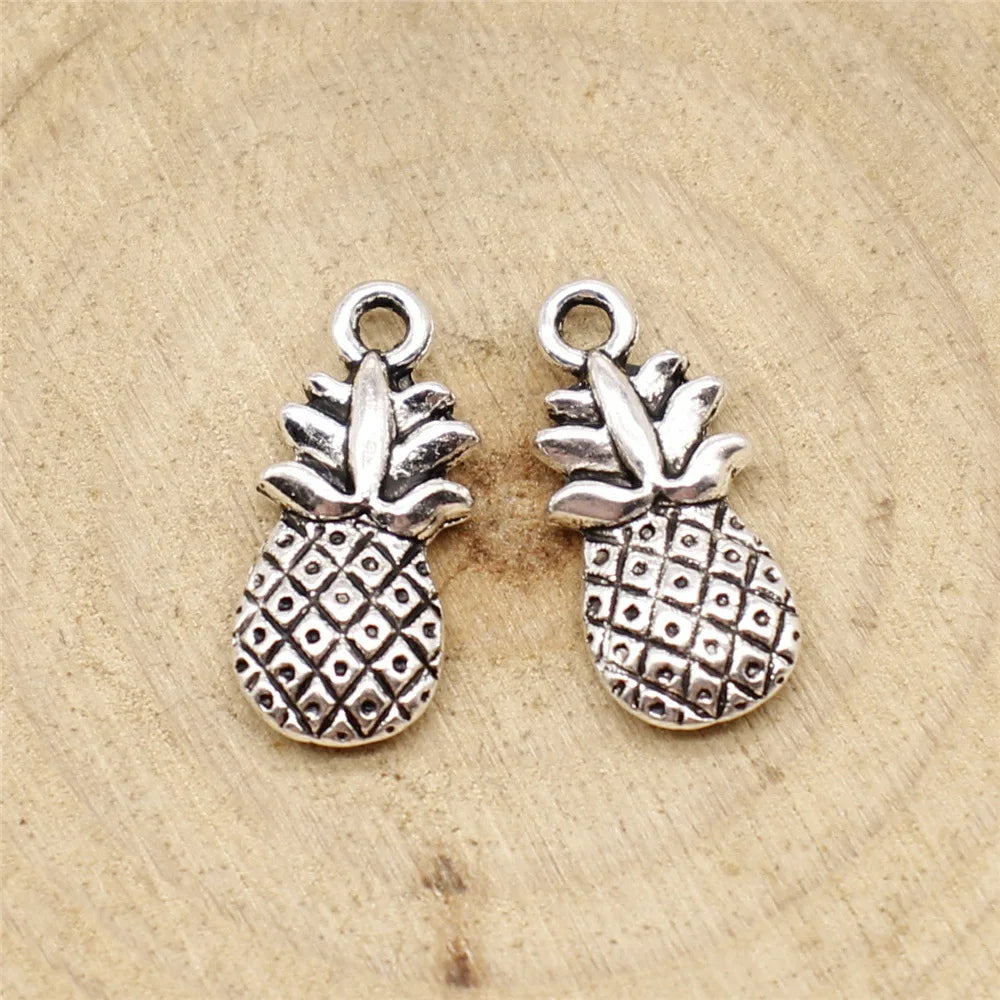19x9mm 1.5g Multicolor Zinc Alloy Pineapple Charm Pendant for Fruit Theme DIY Necklace Bracelet Making