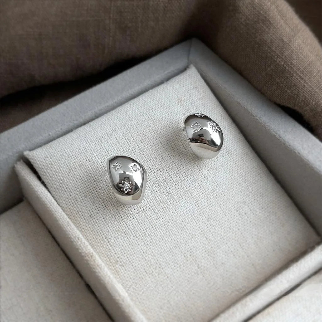 Luxury Micro Pave Zircon Irregular Eight Point Star Copper Stud Earrings For Women