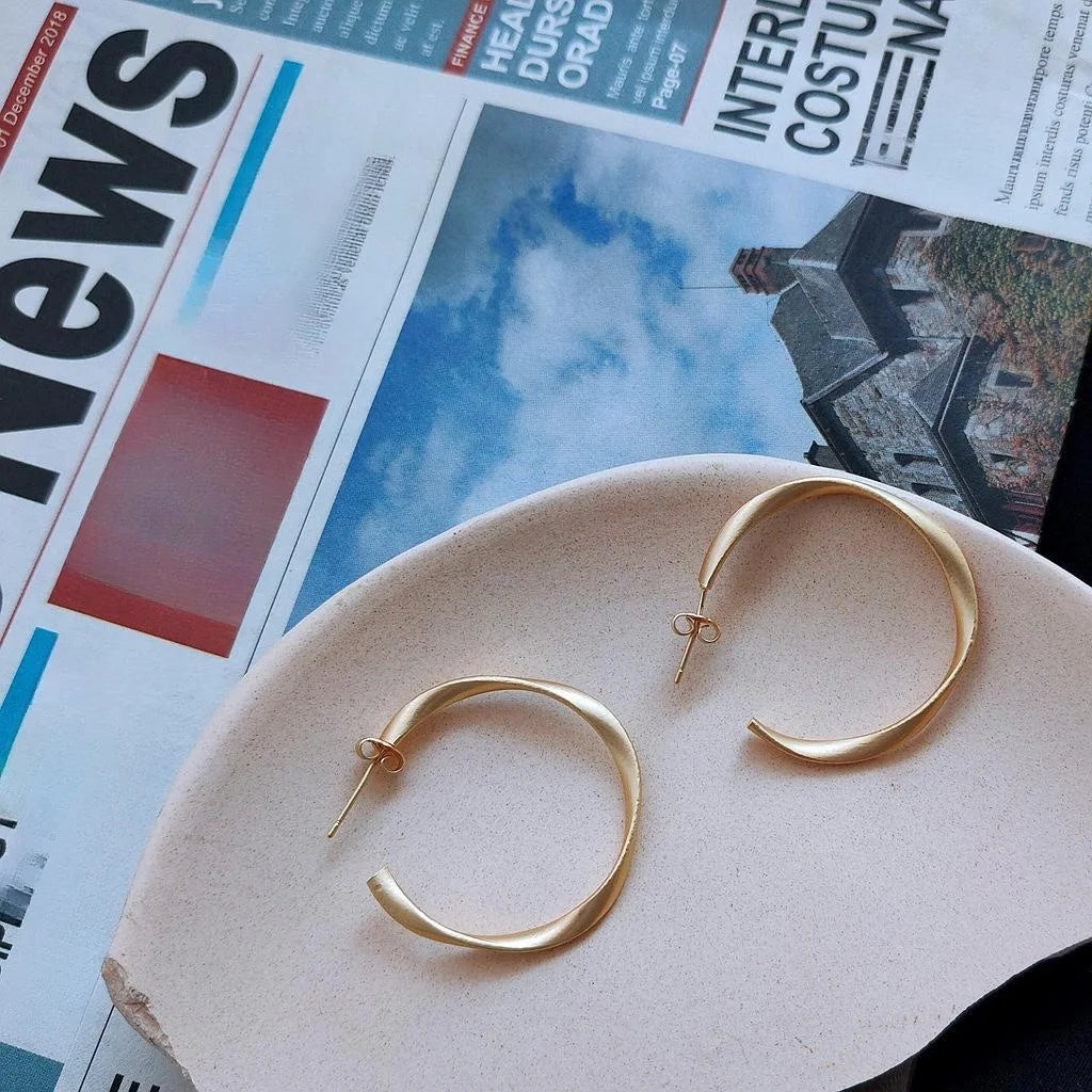 Silver Plated Copper Geometric Hoop Earrings, Fashion Versatile Elegant Earrings For Women
