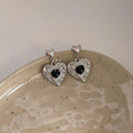 Sweet Cool Hammered Metal Heart Stud Earrings Vintage Silver Plated Post Jewelry For Women
