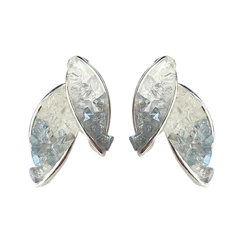2025 Summer Glass Crystal Leaf Stud Earrings Sweet Forest Style Jewelry