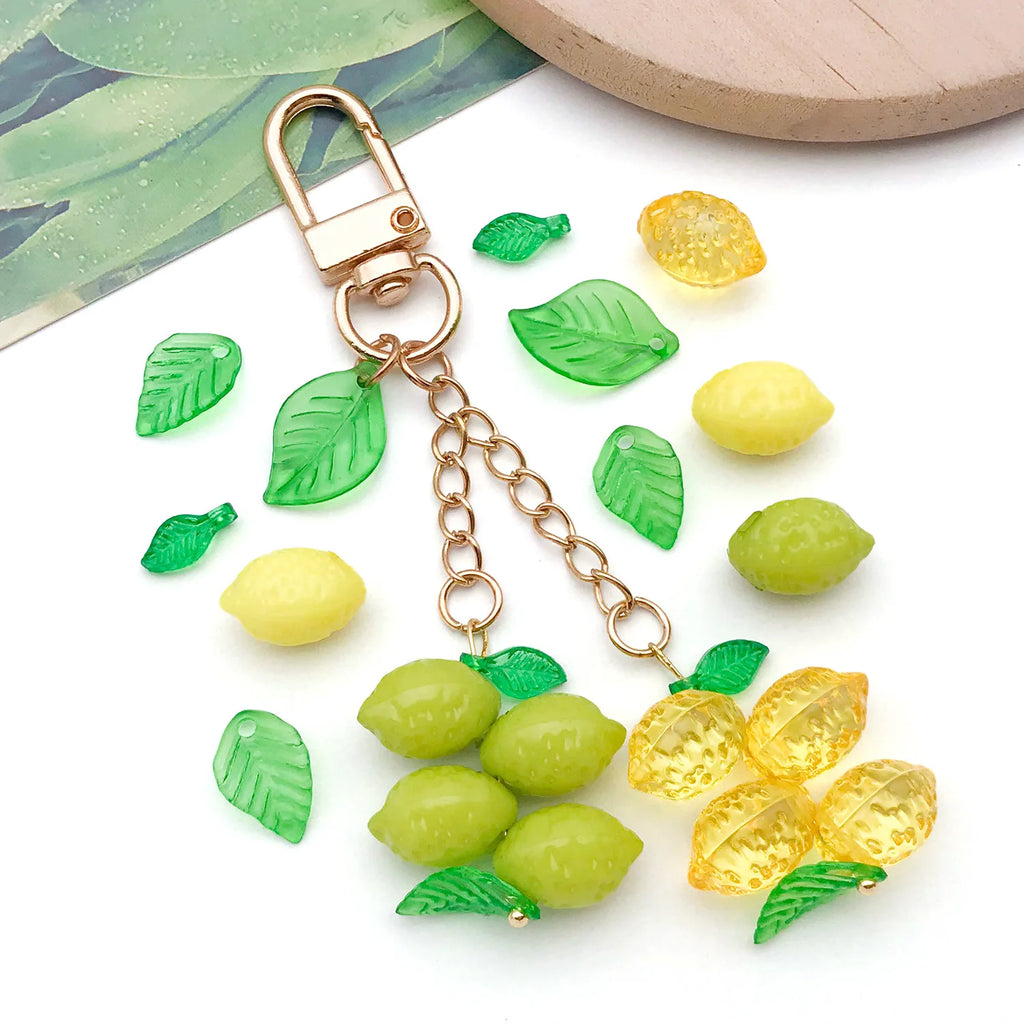 Acrylic Lemon Leaf Loose Beads and Charms for DIY Necklace Earrings Keychain Making