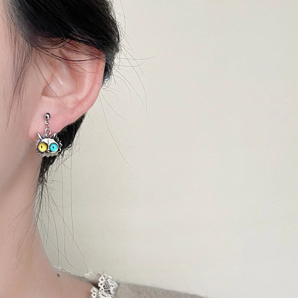 Cute Copper Cat Stud Earrings Sweet Cool Minimalist Animal Design Trendy Commuter Jewelry
