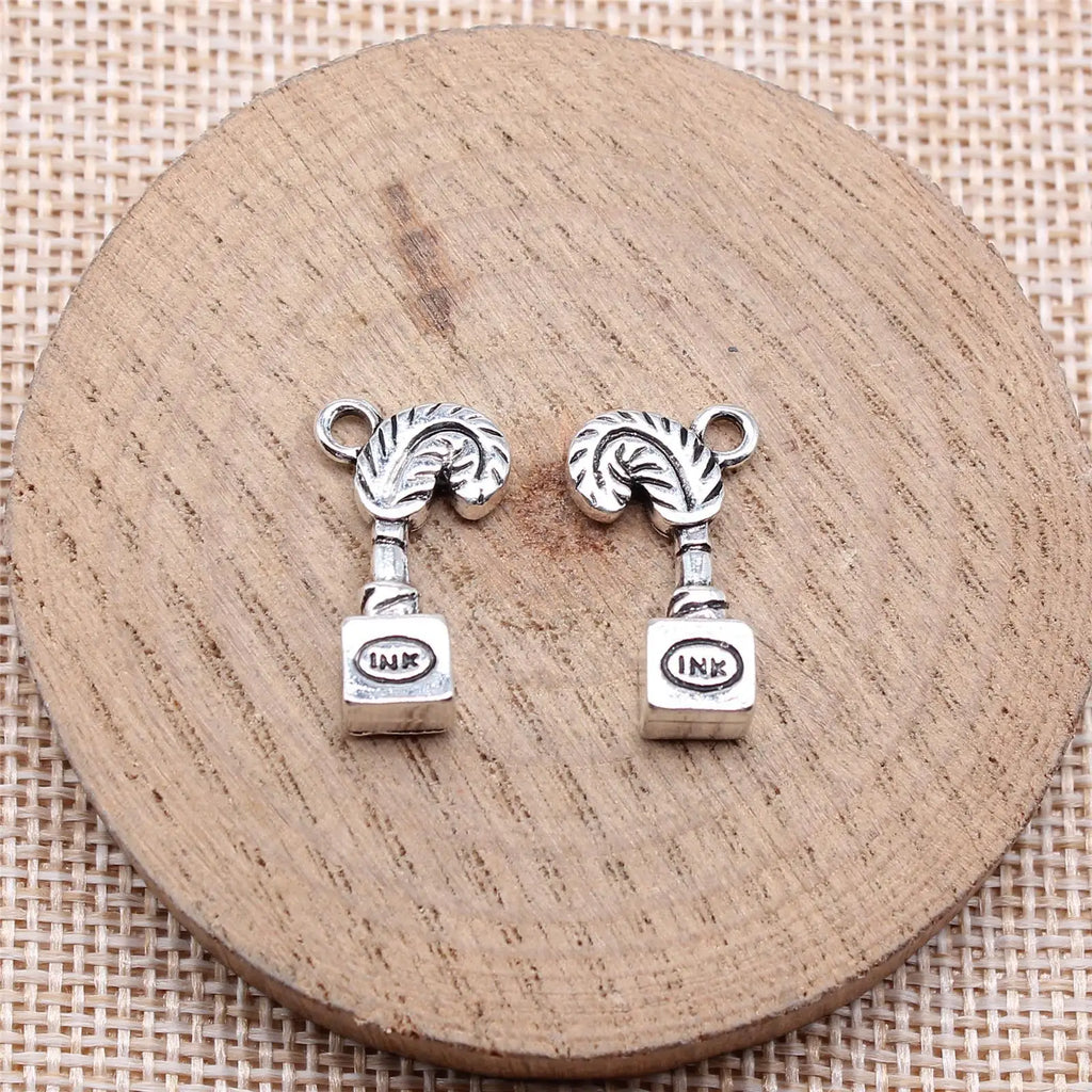 20x12mm 2.3g Antique Silver Zinc Alloy Quill Ink Charm Pendant for DIY Necklace Bracelet Making