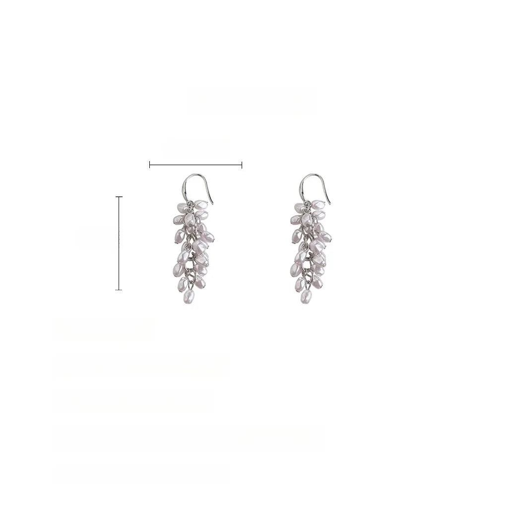 Purple Grape Irregular Pearl Tassel Drop Earrings Copper Sweet Fresh Summer Fashion Jewelry