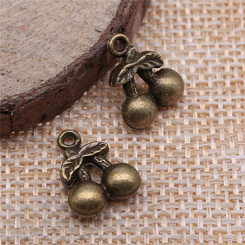 14x11mm 1.5g Antique Bronze Zinc Alloy Cherry Charm Pendant for DIY Bracelet Necklace Jewelry Making