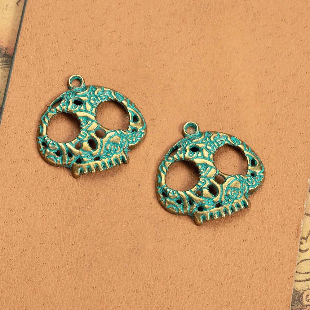 27MM Antique Silver Zinc Alloy Skull Charm Pendant for DIY Necklace Bracelet Jewelry Making