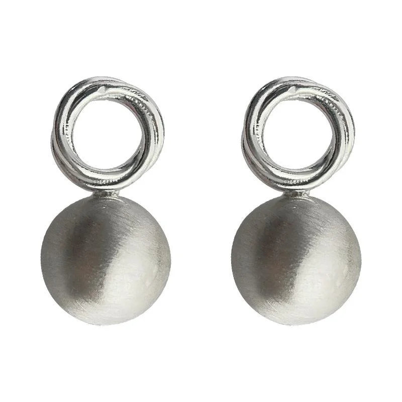 Minimalist Silver Brushed Copper Geometric Round Hollow Stud Earrings For Women Style