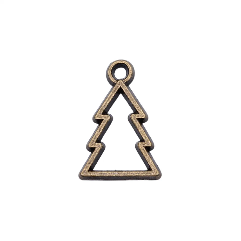 17x12mm 0.5g Multicolor Zinc Alloy Hollow Christmas Tree Pine Tree Charm Pendant for DIY Jewelry