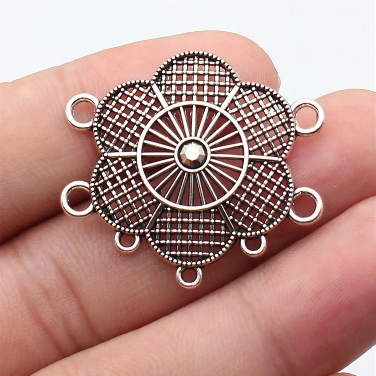 35x32mm 2.4g Multi-Color Zinc Alloy Multi-Hole Flower Connector Charm for Body Chain Jewelry Making