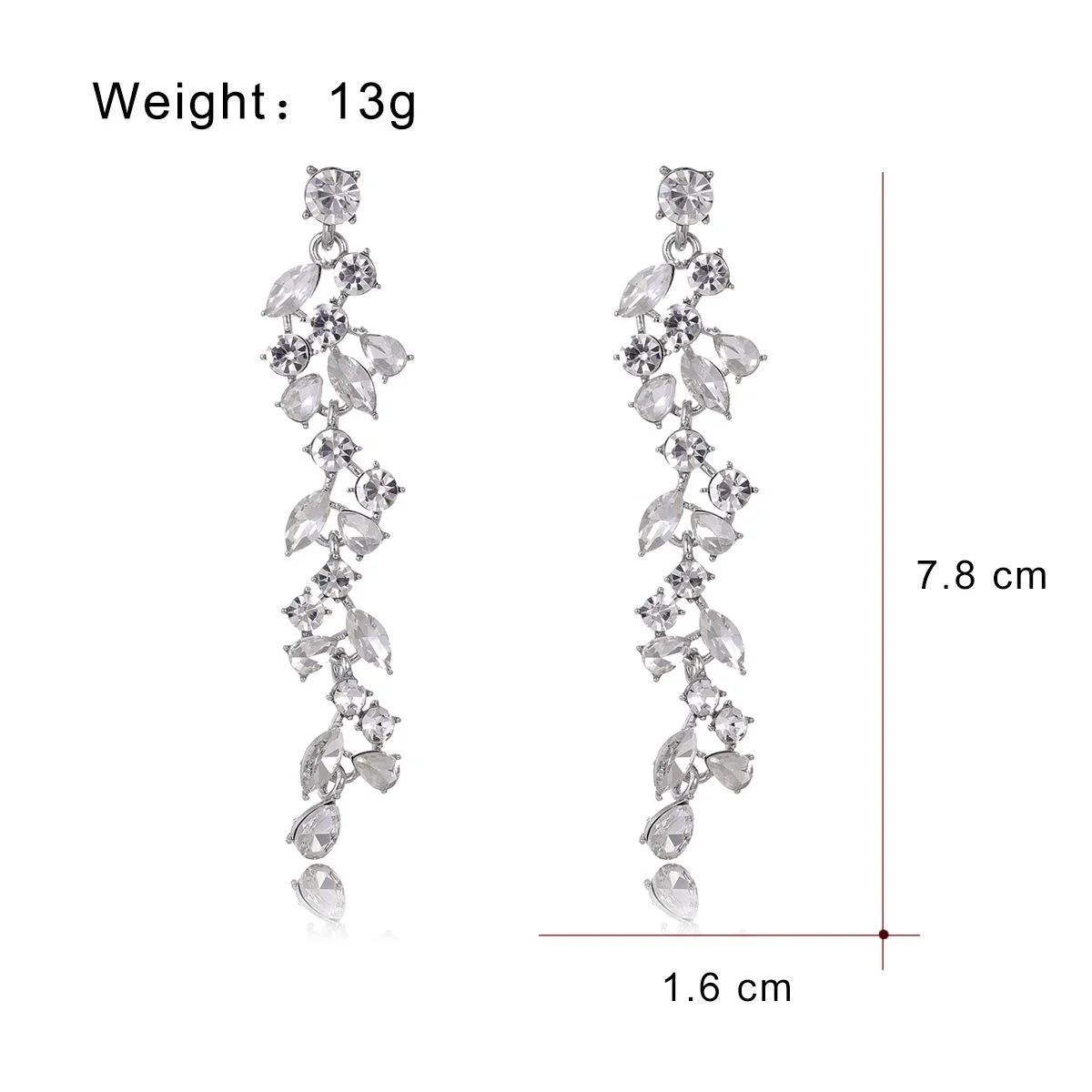 Korean Elegant Long Tassel Drop Earrings With Zircon Rhinestone Petal Design For Wedding Party