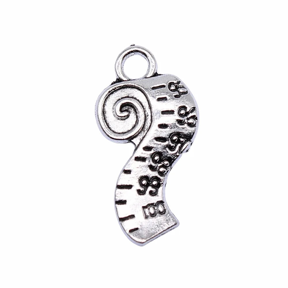 25x13mm 1g Antique Silver Zinc Alloy Tape Measure Charm Pendant for DIY Necklace Bracelet Making