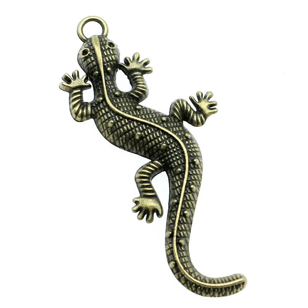 71x30mm 7g Multicolor Zinc Alloy Gecko Lizard Charm Pendant for DIY Necklace Bracelet Making