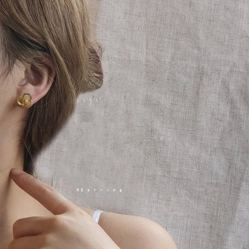 Summer Fresh Green Flower Copper Stud Earrings, Style Small Floral Ear Jewelry