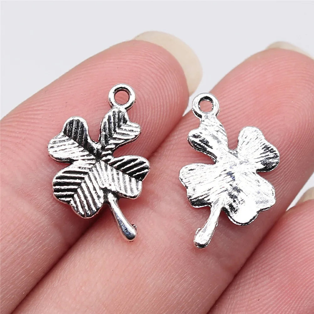 11x15mm 0.6g Multicolor Zinc Alloy Four Leaf Clover Charm Pendant for DIY Bracelet Jewelry Making