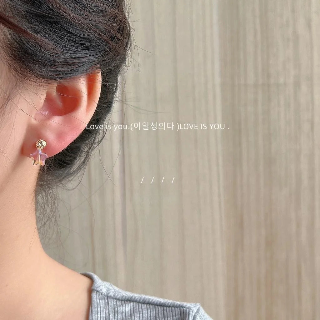 Minimalist Mini 14K Plated Copper Colorful Five Point Star Stud Earrings