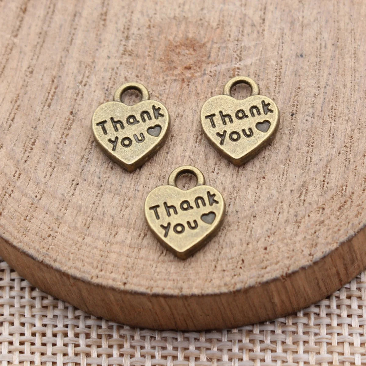 12x10mm 0.88g Multicolor Zinc Alloy Thank You Heart Double Sided Charm Pendant for Necklace Bracelet DIY Jewelry
