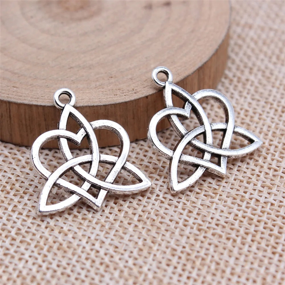 23x24mm 2.3g Antique Silver Zinc Alloy Heart Celtic Knot Charm Pendant for DIY Bracelet Necklace Making