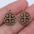 14mm 1g Multicolor Zinc Alloy Floral Pattern Round Charm Pendant for DIY Necklace Bracelet Making