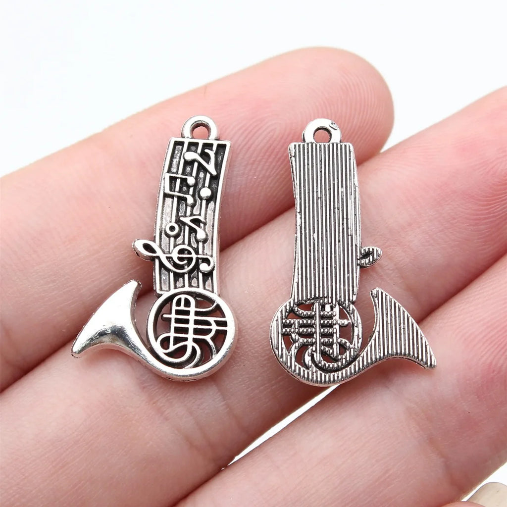 25x15mm 1.4g Antique Silver Zinc Alloy Musical Note Instrument Music Note Charm Pendant for DIY Jewelry Making