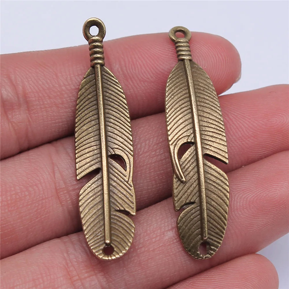 45x11mm 3g Multicolor Zinc Alloy Feather Connector Charm for DIY Bracelet Necklace Making