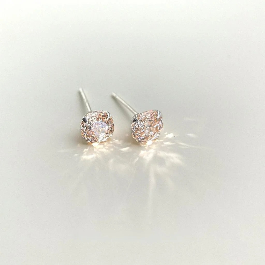 Light Luxury S925 Sterling Silver Geometric Octagon Rose Cut Zircon Stud Earrings For Women