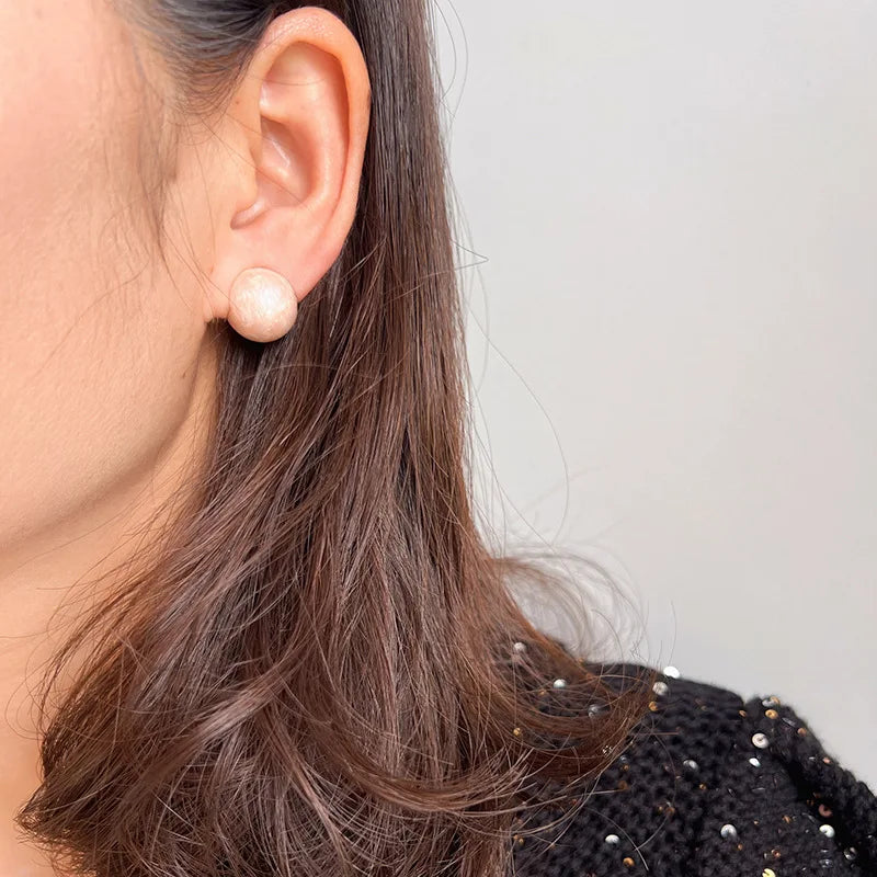 Elegant Pink Enamel Round Ball Spiral Alloy Stud & Clip On No Piercing Sweet Summer Earrings