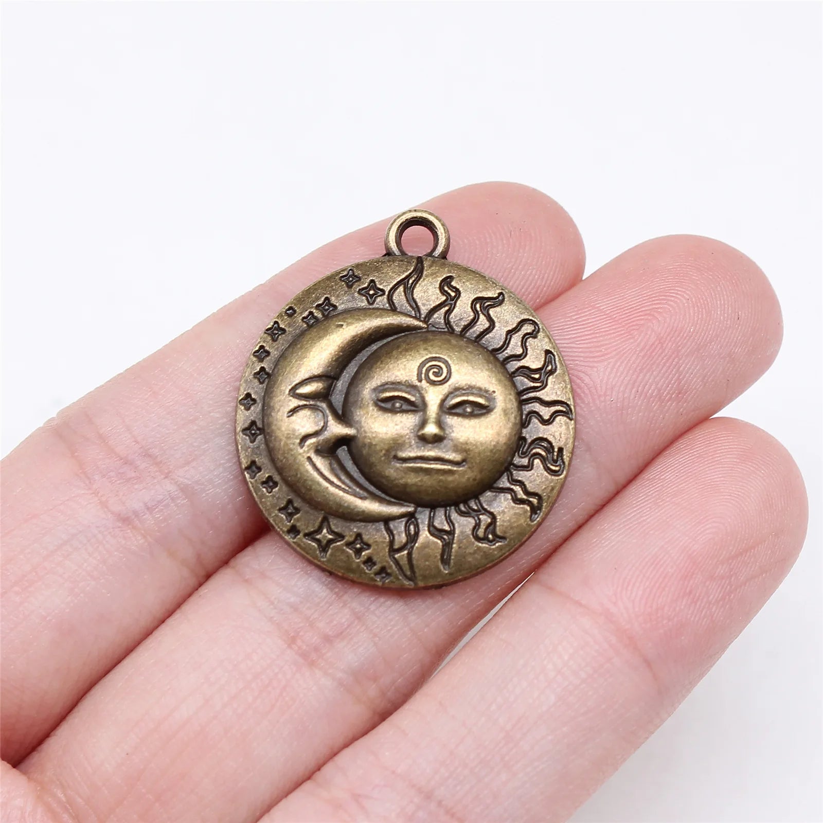 29x25mm 2.6g Zinc Alloy Human Face Sun Moon Charm Pendant for Necklace Bracelet Earring DIY Jewelry