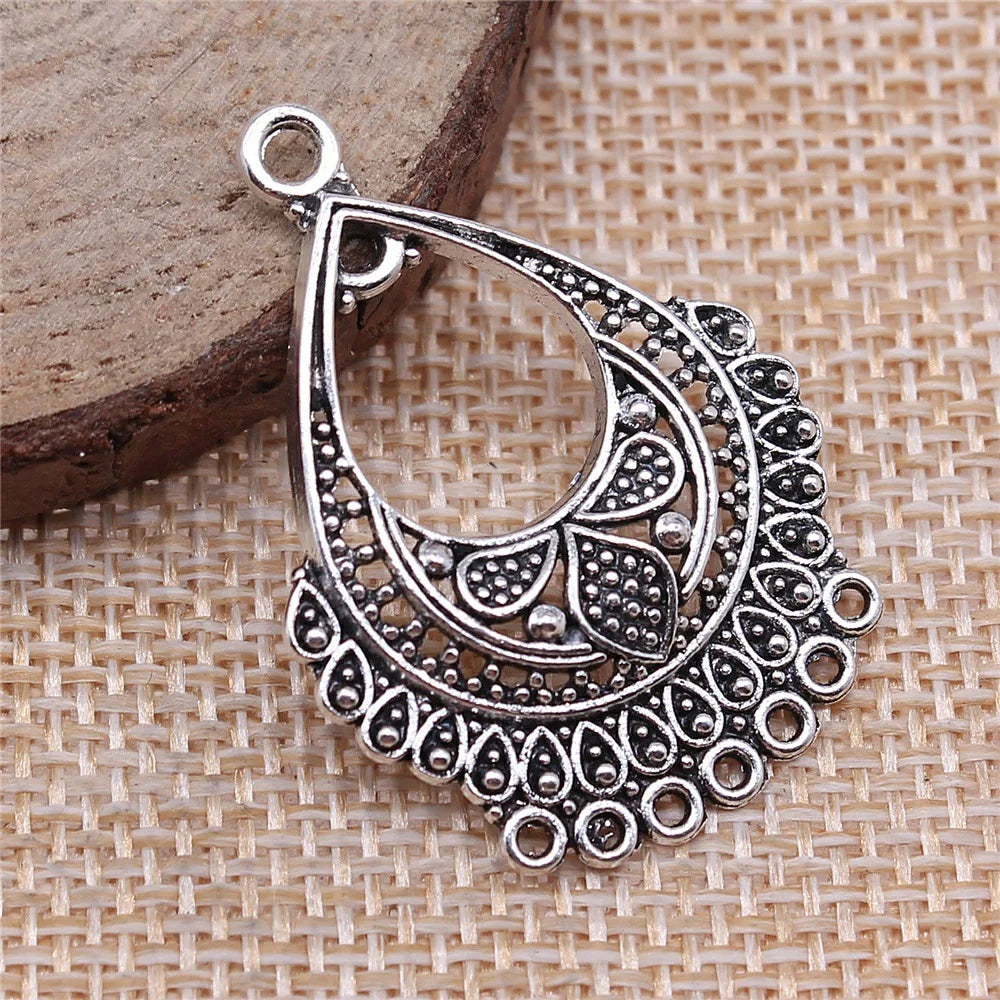26x36mm 2.8g Antique Silver Zinc Alloy Geometric Earring Connector Charms for DIY Jewelry Making