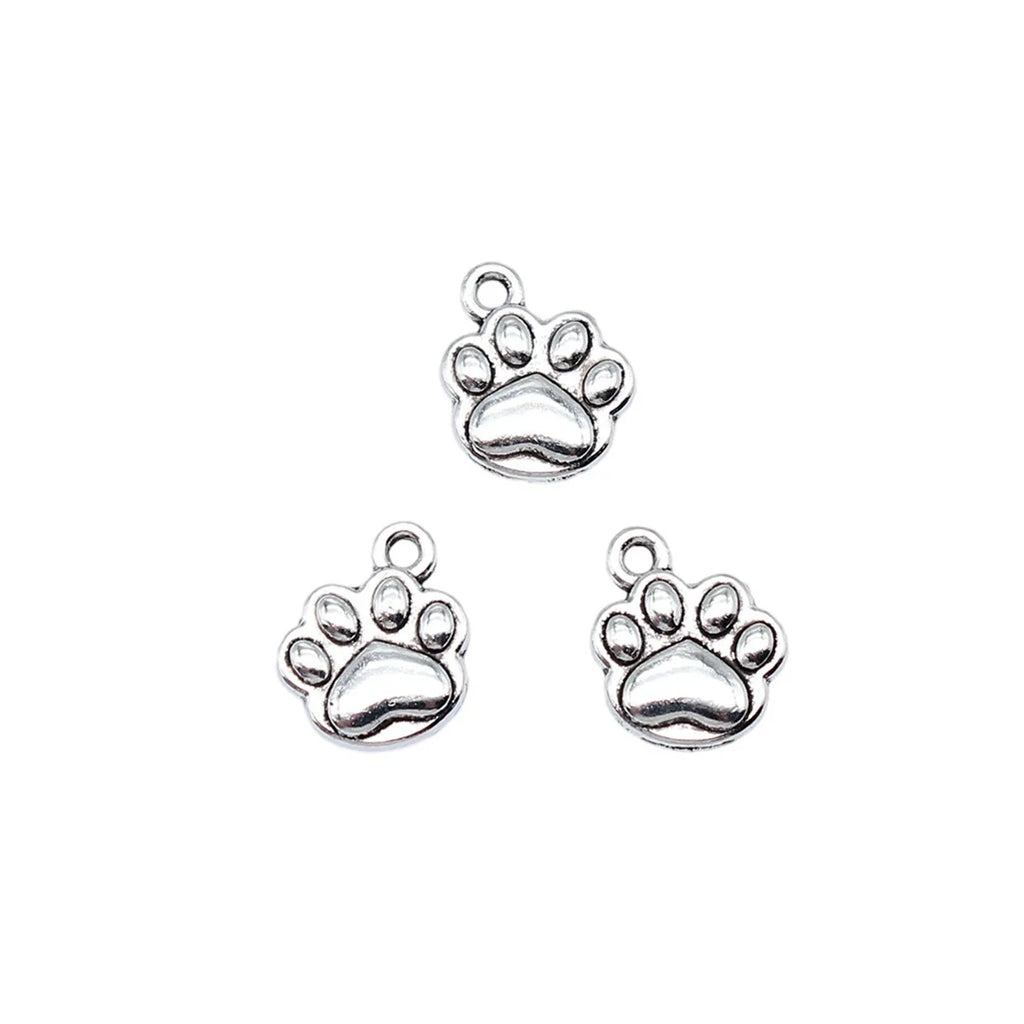 12x10mm 0.9g Antique Silver Tone Zinc Alloy Dog Paw Charm Pendant for DIY Necklace Bracelet Jewelry