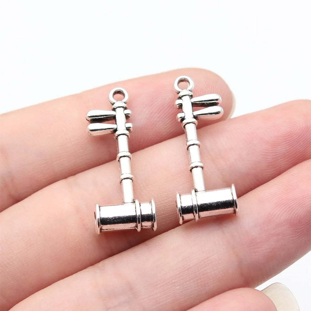 28x11mm 1.9g Antique Silver Zinc Alloy Erhu Musical Instrument Charm Pendant for DIY Jewelry Making