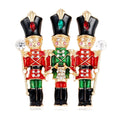 Cute Enamel Nutcracker Soldier Rhinestone Brooch, Vintage Christmas Lapel Pin Suit Accessory Gift