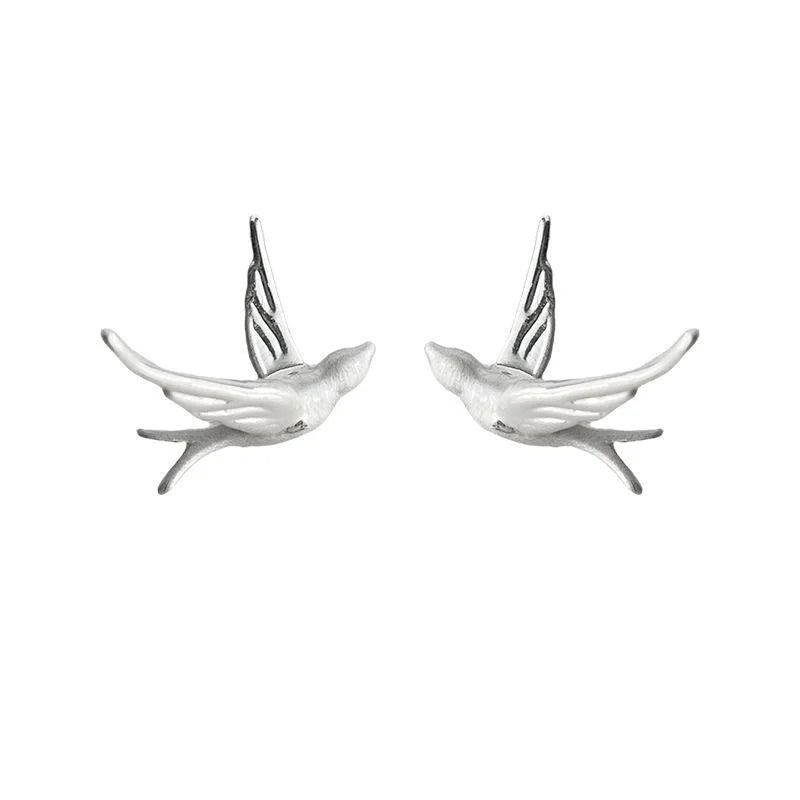 New Chinese Style Copper Flying Bird Stud Earrings For Women 2025 Designer Jewelry