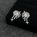 Designer Firework Starburst Tassel Drop Earrings, Copper Zircon Floral Geometric