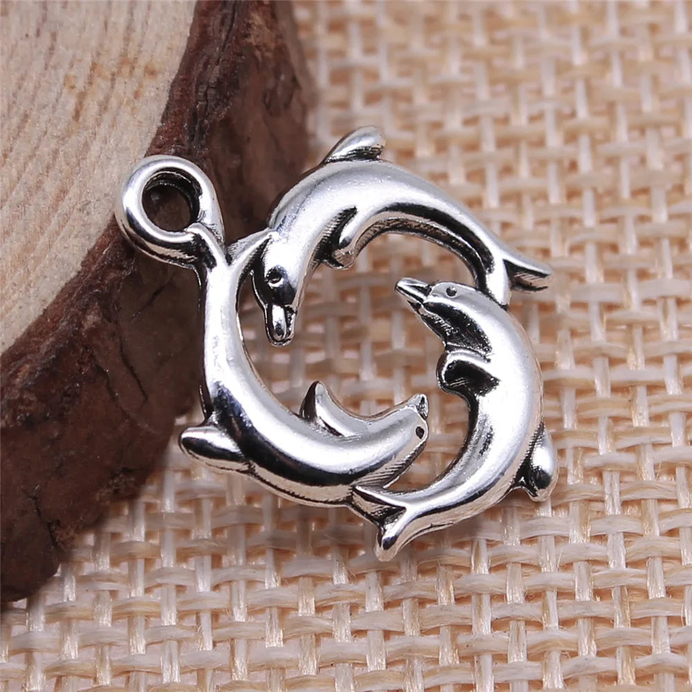 21x16mm 1.4g Multicolor Zinc Alloy Dolphin Charm Pendant for Ocean Theme DIY Jewelry Making