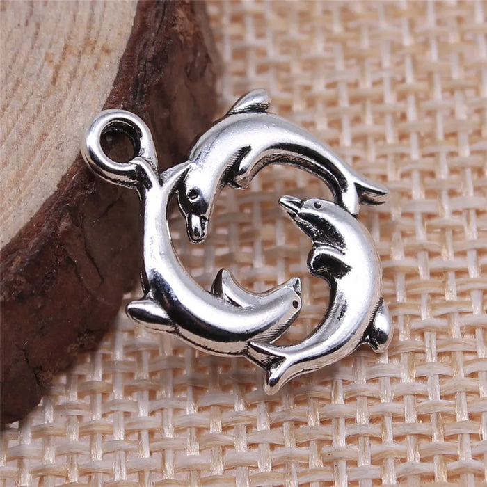 21x16mm 1.4g Multicolor Zinc Alloy Dolphin Charm Pendant for Ocean Theme DIY Jewelry Making