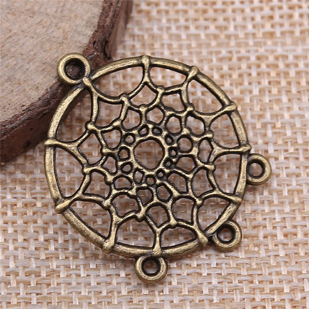 34x28mm 2.6g Multicolor Zinc Alloy Dreamcatcher Connector Charm for DIY Earrings Necklace Making