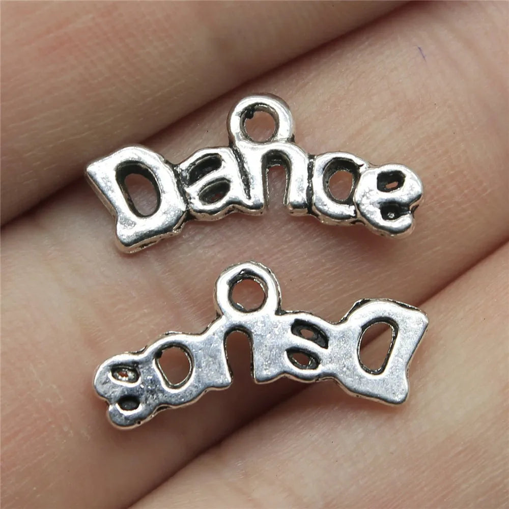 20x9mm 0.6g Antique Silver Zinc Alloy dance Music Charm Pendant for Bracelet Necklace Making