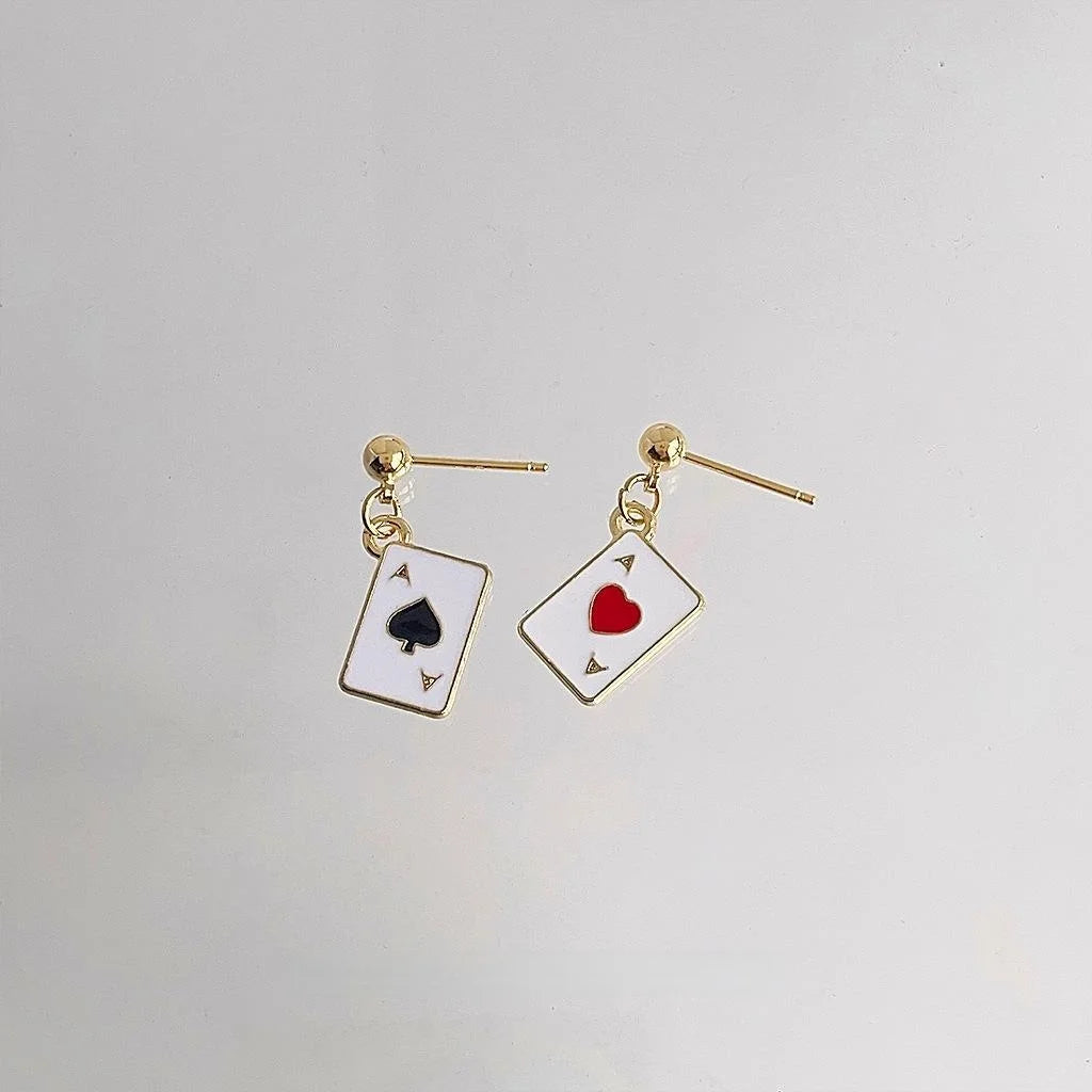 14K Plated Copper Poker Stud Earrings Sweet Cool Geometric Quadrilateral Jewelry