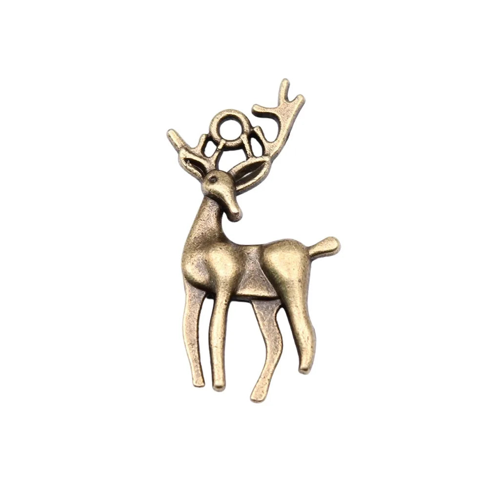 26x14mm 1.8g Multicolor Zinc Alloy Christmas Deer Charm Pendant for DIY Bracelet Necklace Making
