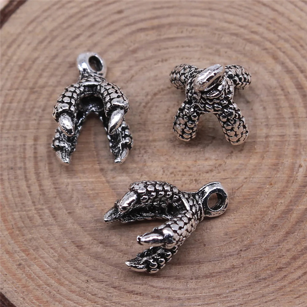 15x9mm 1.4g Antique Silver Zinc Alloy Eagle Claw Charm Pendant for Necklace Bracelet Making