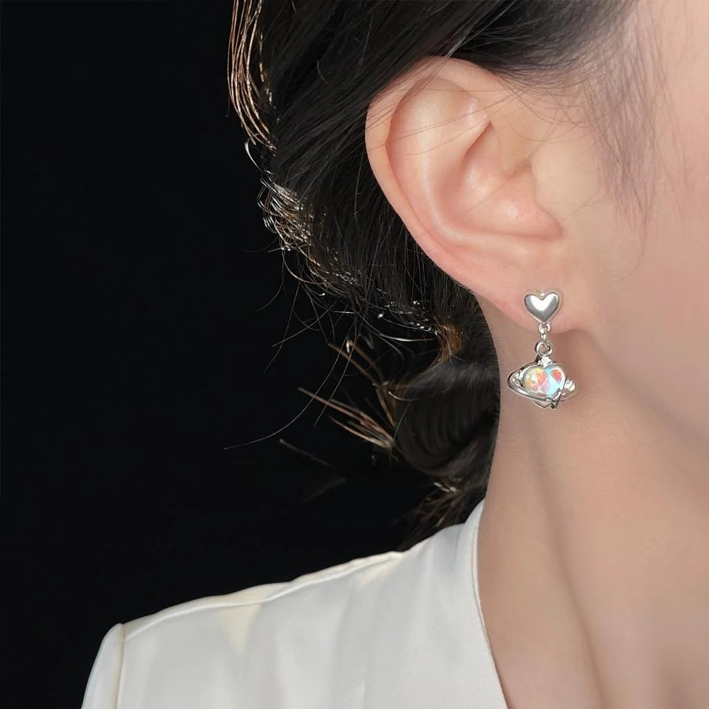 Style Silver Plated Eco Copper Heart Stud Earrings Minimalist Geometric Jewelry