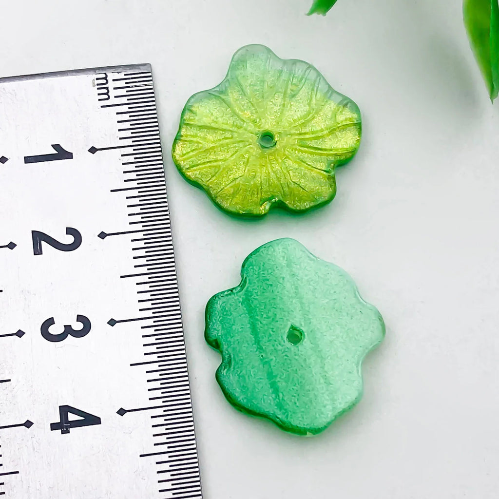 Glass 3D Lotus Leaf Lotus Seed Pierced Bead Charm Pendant for DIY Hair Stick Jewelry