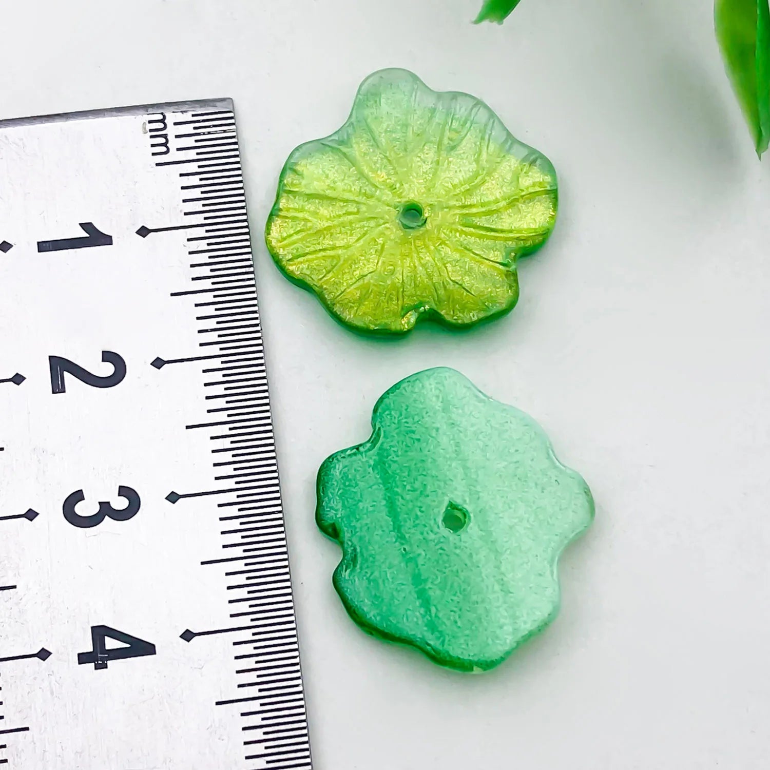 Glass 3D Lotus Leaf Lotus Seed Pierced Bead Charm Pendant for DIY Hair Stick Jewelry