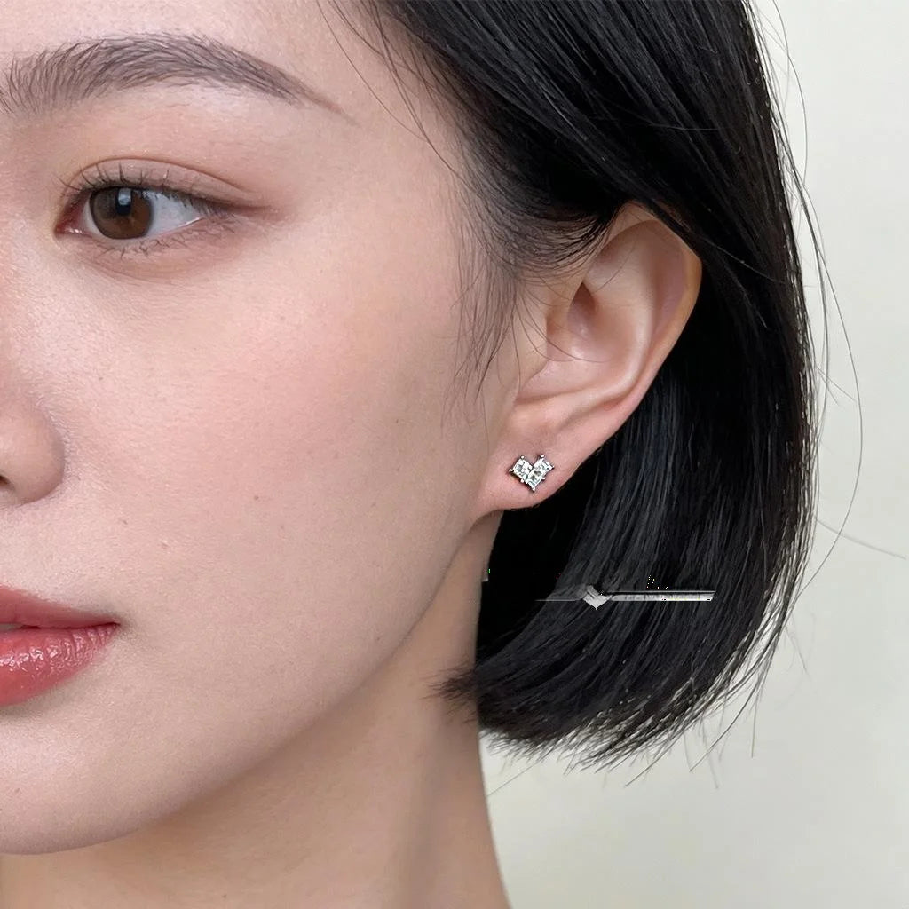 Mini Minimalist Heart Stud Earrings Copper Light Luxury Sweet Everyday Jewelry